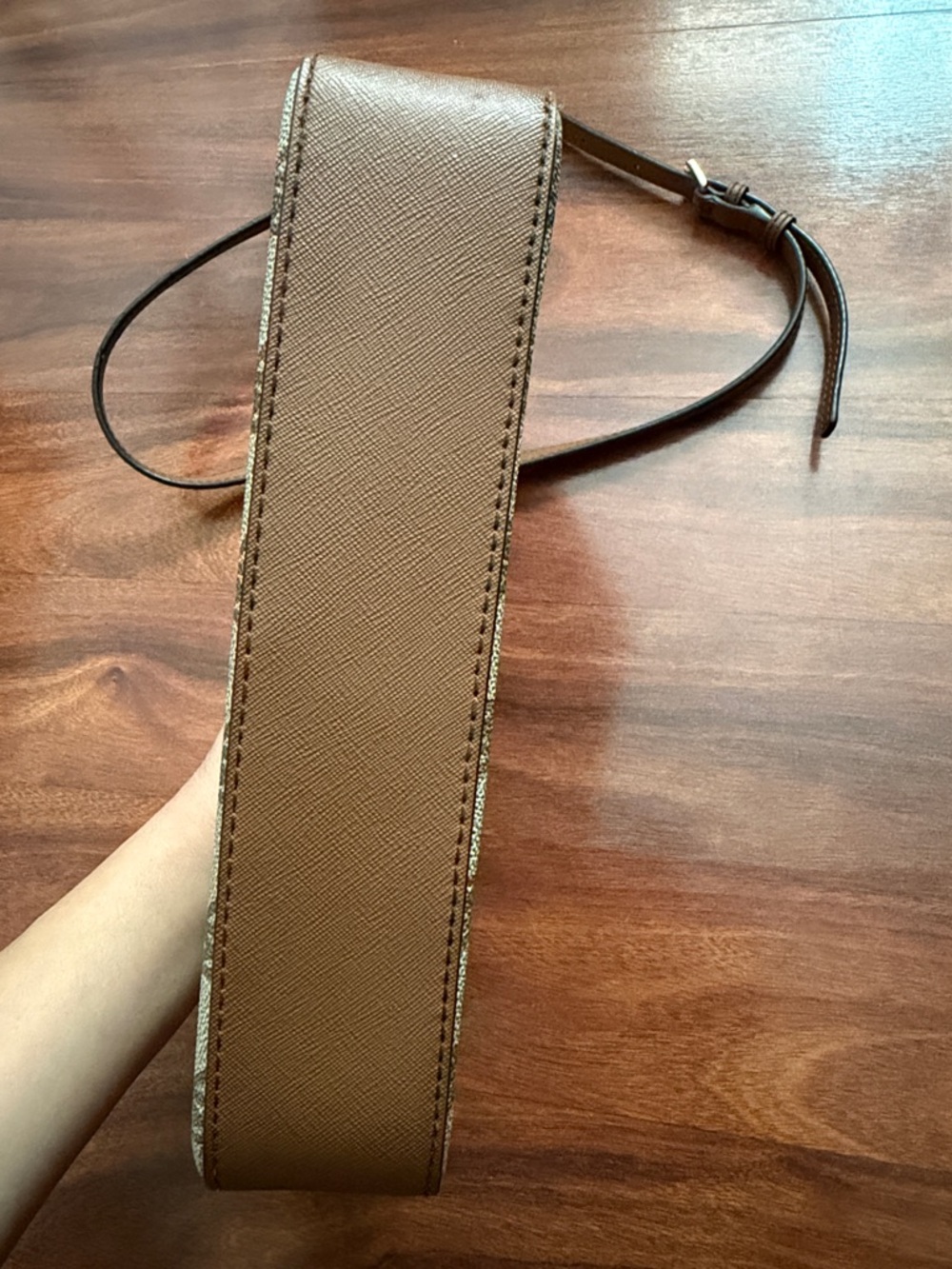 Michael Kors Beige Brown Signature MK Crossbody Bag - Picture 15 of 17